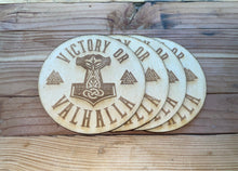 Load image into Gallery viewer, Thors Hammer - Victory or Valhalla coaster set
